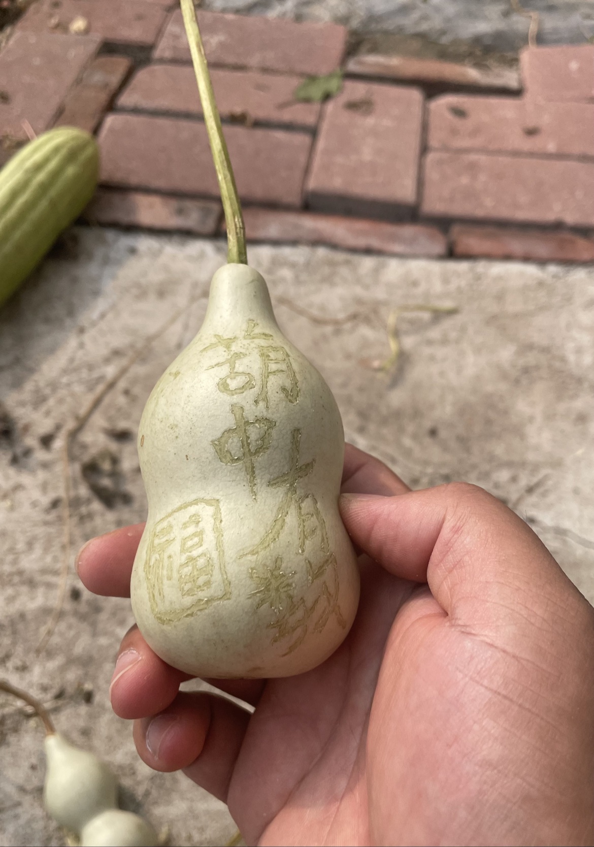 我自己刻的：字迹歪扭，刻痕还泛着青